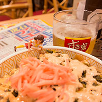 高菜明太マヨ牛丼とフチ子
