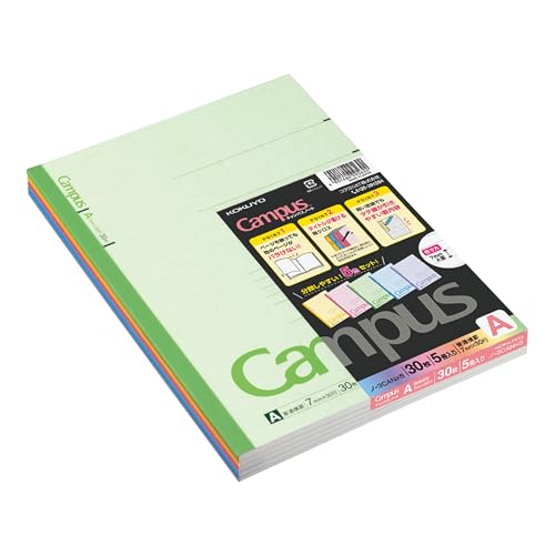 コクヨ ノート キャンパスノート 5冊パック 5色アソート B5 A罫 30枚 ノ-3CANX5