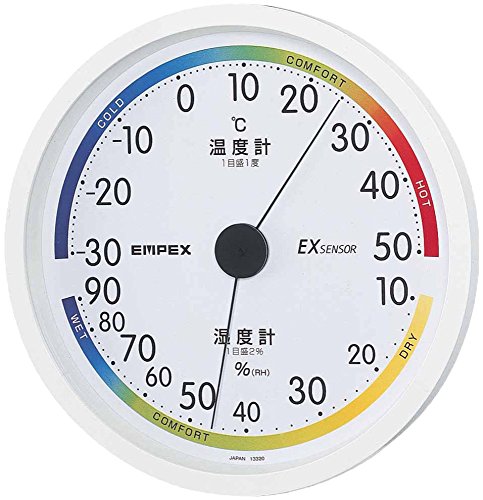 エンペックス気象計 温度湿度計 エスパス温湿度計 壁掛け用 日本製 ホワイト TM-2331