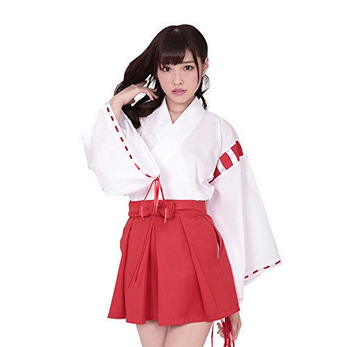 A&TCollection 夢のなかの巫女ちゃま ミニ巫女 和服 白 赤 Mサイズ コスプレ コスチューム レディース