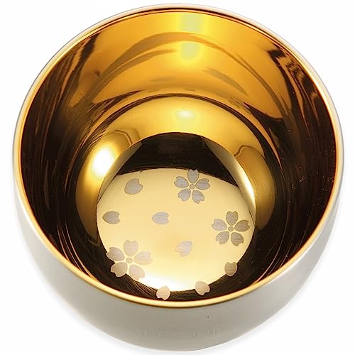 ナガオ 燕三条 ぐい呑み 桜金 直径6×高さ5cm 18-8ステンレス二重構造 日本製