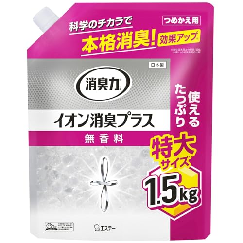 消臭力 イオン消臭プラス 部屋用 トイレ用 置き型 無香料 特大 つめかえ 1.5kg クリアビーズ 部屋用 玄関 リビング キッチン トイレ たばこ 消臭剤 消臭 芳香剤