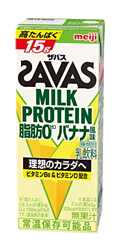 SAVAS(ザバス) MILK PROTEIN 脂肪0 バナナ風味 200ml×24 明治 ミルクプロテイン