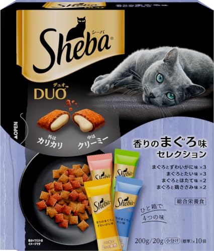 シーバ (Sheba) デュオ キャットフード 香りのまぐろ味セレクション 成猫用 200g×12個(ケース買い)