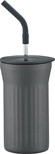 ピーコック 水筒 ステンレス タンブラー ストロー 保冷 保温 450ml 広口 ストロー付き 蓋付き 魔法瓶 チャコール グレー ATG-45 HCH