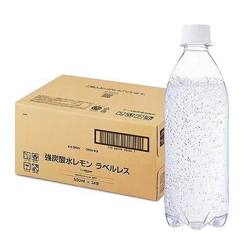 by Amazon 炭酸水 レモン ラベルレス 500ml ×24本 富士山の強炭酸水 バナジウム含有 強炭酸水 ペットボトル 静岡県産 500ミリリットル (Smart Basic)