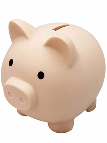 貯金箱 かわいい 豚 500円玉 子供 ブタさん 割れない プレゼント RIMINA (中, ナチュラル)