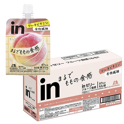 inゼリー フルーツ食感 もも (150g×6個) 栄養補助ゼリー 10秒チャージ 食物繊維5g 1食分のマルチビタミン12種類 まるで果物 食感 甘み まるでももの食感 デザート 桃 森永製菓