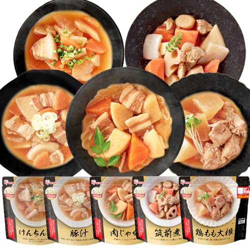 【Amazon.co.jp限定】アイリスオーヤマ レトルト おつまみセット 5種10食パック 肉じゃが 筑前煮 豚汁 けんちん汁 鶏もも大根 惣菜 レトルト食品 おかず 一人暮らし 常温保存 非常食 保存食 電子レンジ 和食 パウチ レンチン レンジde Pa Cook