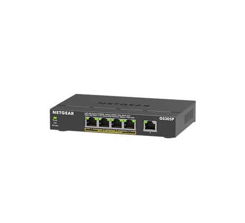 【正規品】ネットギア NETGEAR スイッチングハブ 5ポート 1G PoE+ (63W) 金属筐体 静音ファンレス メーカー3年保証 アンマネージスイッチ GS305P-300JPS