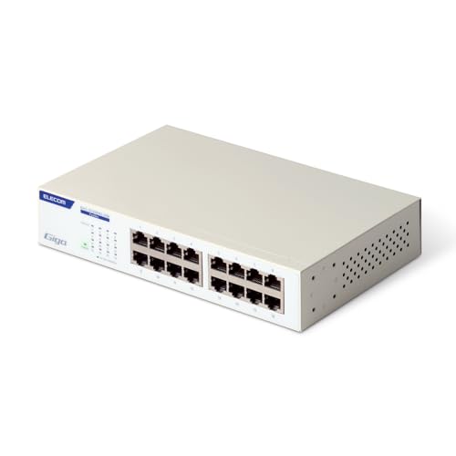 エレコム スイッチングハブ ギガビット 16ポート 電源内蔵 金属筺体 簡易パッケージ EHC-G16MN2A-HW