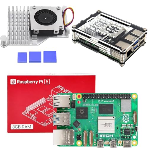 Vesiri Raspberry Pi 5 8GB Starter Kit 技適対応品 raspberry pi 5 kit ラズベリーパイ5 8gbボード+アクティブ冷却ヒートシンク+アクリル9層ケース ラズベリーパイ5キット(raspberry Pi 5 8gb kit)