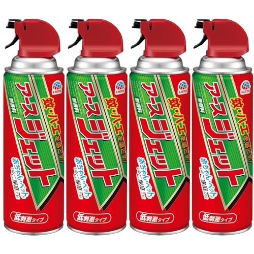 アースジェット 害虫駆除スプレー 450ml 4本 袋入り ハエ 蚊 トコジラミ マダニ イエダニ 駆除 退治 低刺激 無香料 防除用医薬部外品