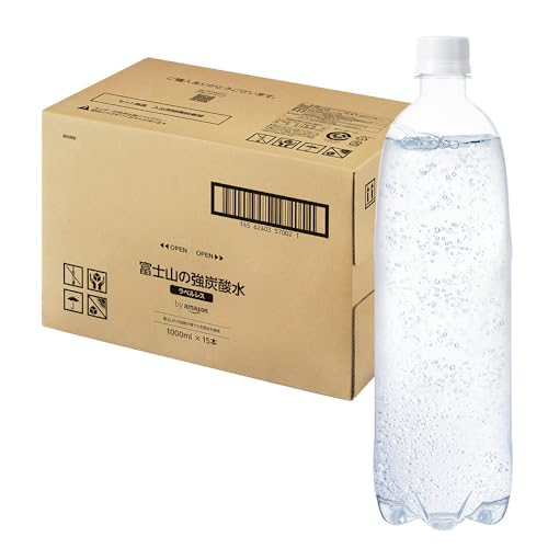 by Amazon 炭酸水 ラベルレス 1000ml ×15本 富士山の強炭酸水 バナジウム含有 強炭酸水 ペットボトル 静岡県産 ケース 1リットル ボトル 割り材