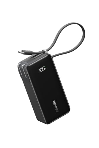 Anker Power Bank (10000mAh, Fusion, Built-In USB-C ケーブル) (10000mAh 30W出力モバイルバッテリー搭載 30W出力USB充電器) / LEDディスプレイ搭載/USB-Cケーブル一体型/コンセント一体型/折りたたみ式プラグ 1台3役 / iPhone 16 / 15 Android iPad その他各種機器対応 (ブラック)