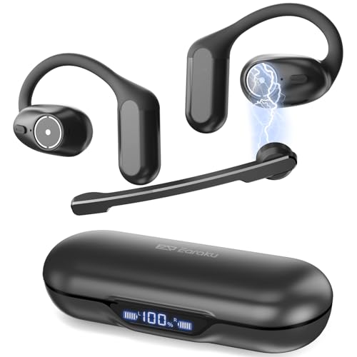 Bluetoothヘッドセット【2025年業界高水準傑作 マイク付き 脱着式オープン型】 Earaku(イアラク) MicCuff 一体両用 通話用イヤホン OWSイヤホン 片耳・両耳使用可能 耳掛け Bluetooth5.４EDR ENCノイズキャンセリング 耳を塞がない ミュート機能 Type-C充電 IPX防水 運転 オンライン会議