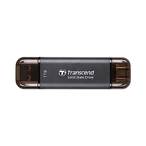 トランセンド ポータブルSSD 1TB 高速 最大1050 MB/s 超小型,軽量11g Type-A/Type-C 両対応 iPhone15&16対応/PS4/PS5 動作確認済 USB 10Gbps TS1TESD310C-E 【Amazon.co.jp限定】