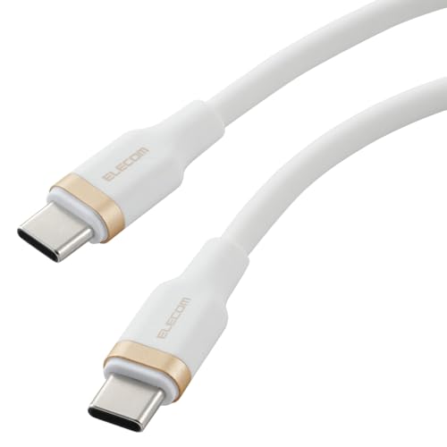 エレコム USB Type C ケーブル 1m 100W PD対応 高速充電 シリコン素材 なめらか やわらか 【 MacBook/iPad/Galaxy/Android スマホ タブレット 等対応 】 ホワイト 【iPhone 16 シリーズ 対応検証済】 MPA-CCECSS10WH