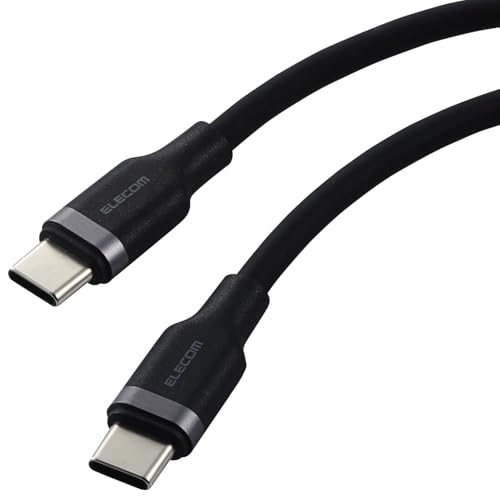 エレコム USB Type C ケーブル 1m 100W PD対応 高速充電 シリコン素材 なめらか やわらか 【 MacBook/iPad/Galaxy/Android スマホ タブレット 等対応 】 ブラック 【iPhone 16 シリーズ 対応検証済】 MPA-CCECSS10BK