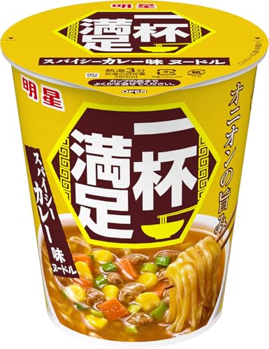 明星 一杯満足 スパイシーカレー味ヌードル(王道、コスパ)63g ×12個